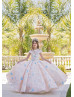 Beaded Baby Pink Embroidered Lace Tulle Princess Flower Girl Dress